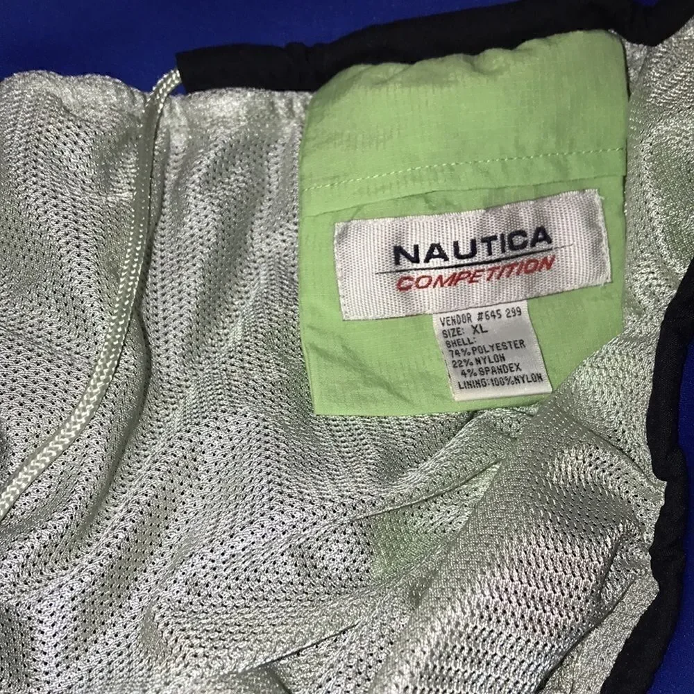 Nautica Competition Mens XL Swim‎ Trunks Black Blue Lime Green Colorblock Shorts